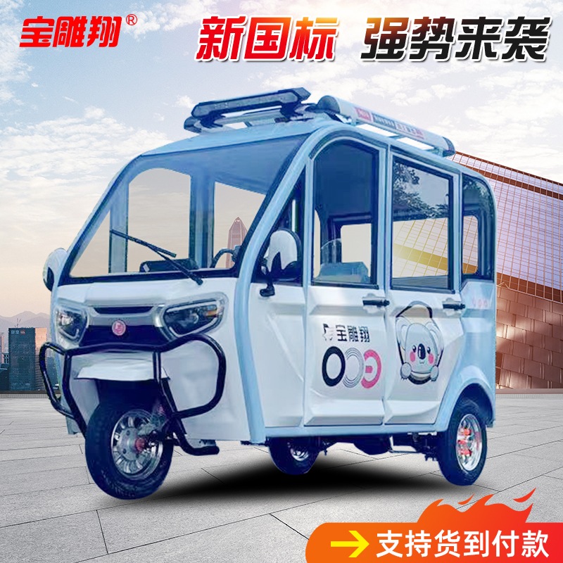 宝雕翔全封闭电动三轮车家用大型
