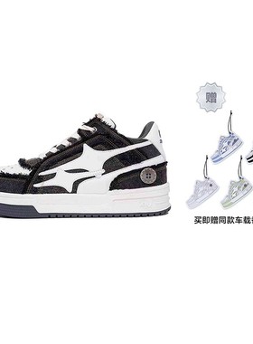 KILLWINNER Noah's ark 牛仔破碎流星 潮牌低帮板鞋子 黑色