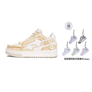 KILLWINNER Noah's ark 牛仔破碎流星 潮牌低帮板鞋子 卡其色