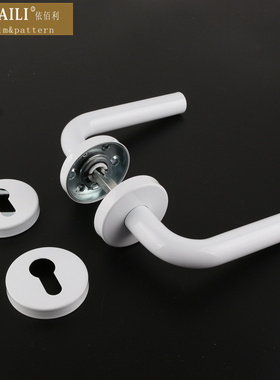 依佰利简约白色门锁室内美式门锁黑色方形门锁简约大方白色房门锁