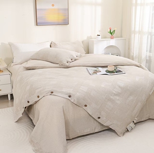 出口日本外贸单罗布麻雨露被套床单四件套单双人被子抑菌透气A类