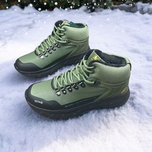 厚底爬山鞋 外贸尾货男户外防滑加绒保暖徒步登山鞋 宽楦防水登山鞋