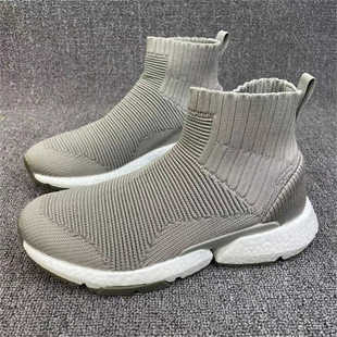 新款 弹力袜子男靴爆米花底秋冬休闲中跟防滑透气短靴厚底坡跟单靴