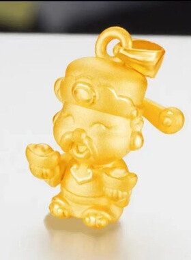 新款元宝财神爷金色O字链吊坠