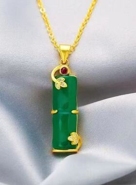 新款绿竹节金色O字链3