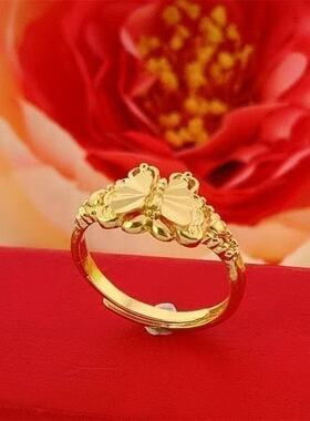 镂空蝴蝶金色可调戒指