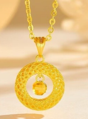 新款金色花丝平安扣项链