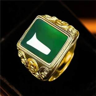 男士金色婚庆时尚戒指钱币个性饰品戒指简约大气合金铜项链环