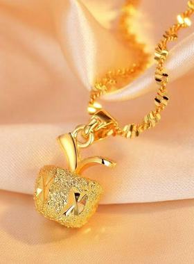黄铜镀金磨砂苹果项坠女士礼物
