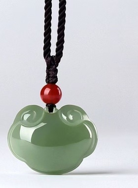 和田白玉平安锁如意锁宝宝长命锁吊坠女玉坠项链玉石挂件儿童玉锁