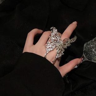 锌合金戒指 夸张大蝴蝶戒指女时尚个性小众设计高级感ins冷淡