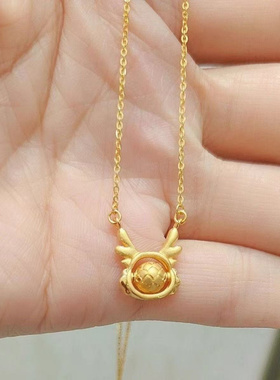 周家同款龙珠项链越南沙金龙年生肖龙鳞转运珠一体链滚珠吊坠女士