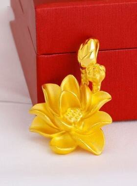 新款荷花金色O字链莲花吊坠