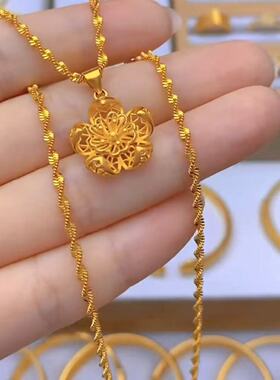 金色镂空莲花水波链54