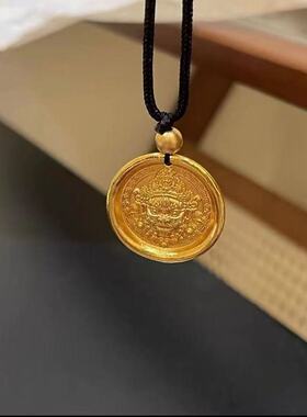 黄财神金色圆盘吊坠43
