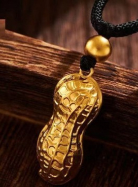 正品官方纯真沙金花生项链女款优美黄金色吊坠时尚百搭锁骨链闺蜜