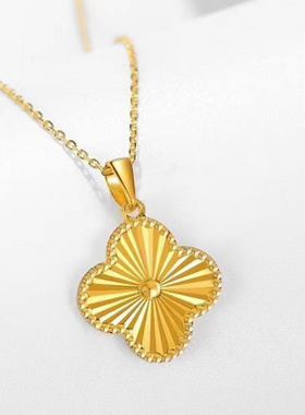 四叶草沙金玫瑰金不掉色锁骨链