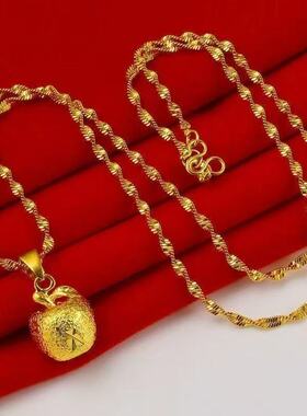 新款磨砂苹果金水波链