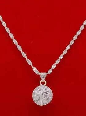 新款银色转运珠锁骨链