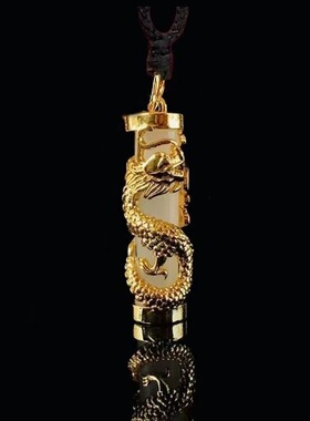 白玉盘龙柱金色吊坠33