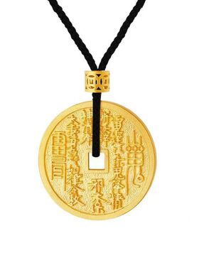 沙金传承古法山鬼花钱吊坠手工八卦雷阵平安扣挂坠男首饰批发