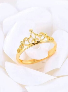 新款皇冠金色可调节韩版戒指