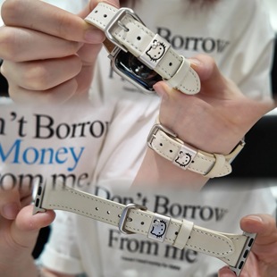 适用iwatchs11苹果手表s10表带applewatch9女8秋冬皮 亮面凯蒂