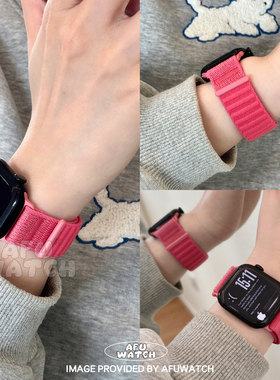【魔术贴尼龙编织】适用iwatch11苹果表带百搭男女se运动透气表带
