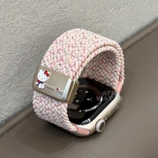 【浮雕编织KT猫】适用于苹果iwatchS11表带卡通磁吸扣se可爱简约