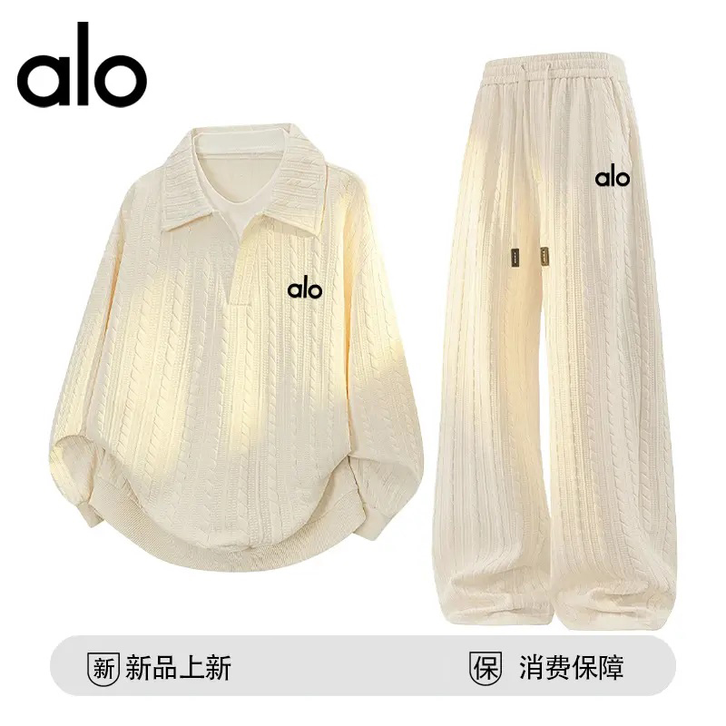 官方奥特莱斯】品牌折扣 大码美式设计感提花套装男POLO衫两件套