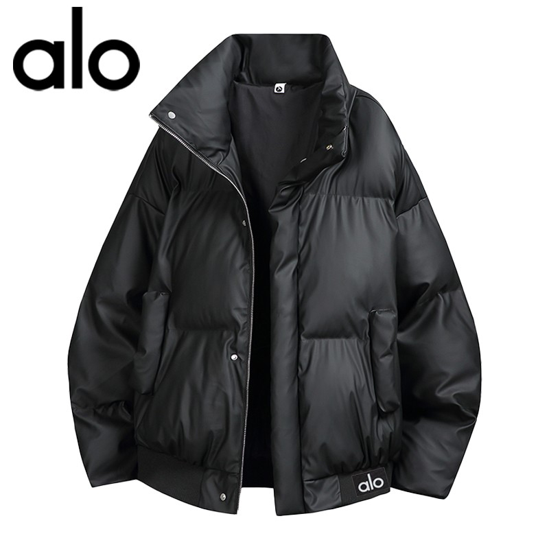 官方奥特莱斯】品牌折扣 冬季潮牌立领PU棉衣男女保暖皮棉服外套