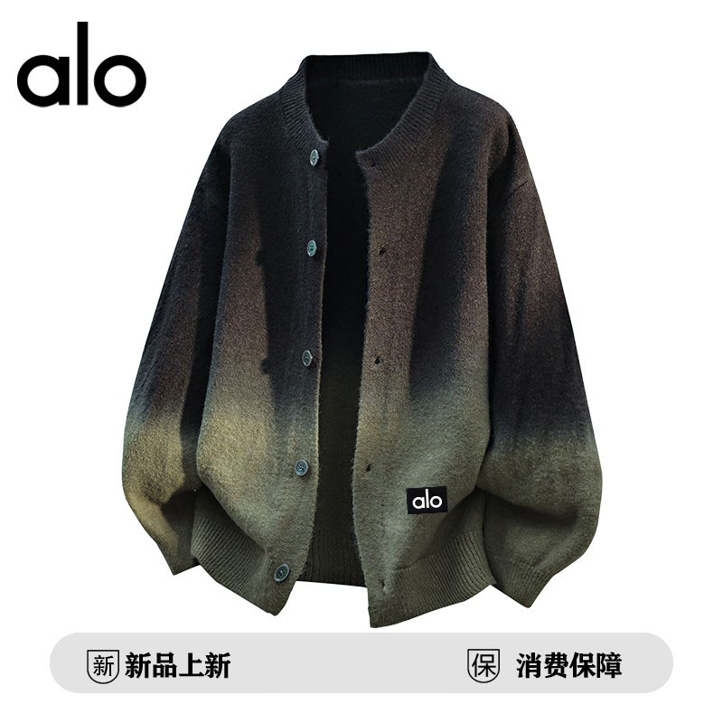 官方奥特莱斯】alo潮牌 秋季立领针织高级感休闲情侣开衫毛衣外套
