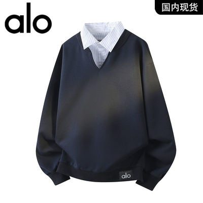 官方奥特莱斯品牌折扣 情侣2026春季假两件套头休闲衬衫领卫衣