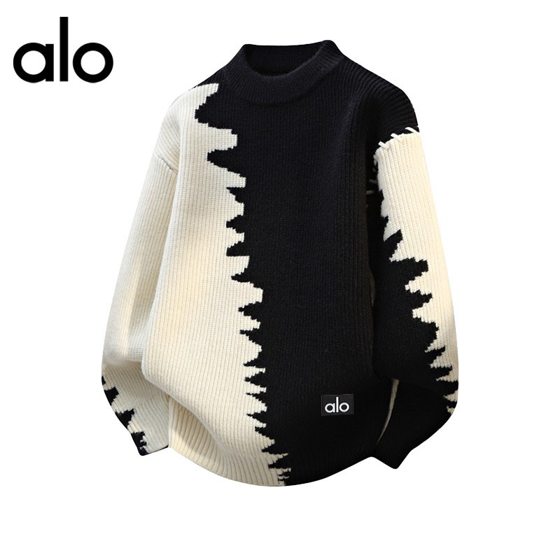 官方奥特莱斯】alo潮牌 圆领毛衣男潮流宽松针织衫百搭打底衫上衣