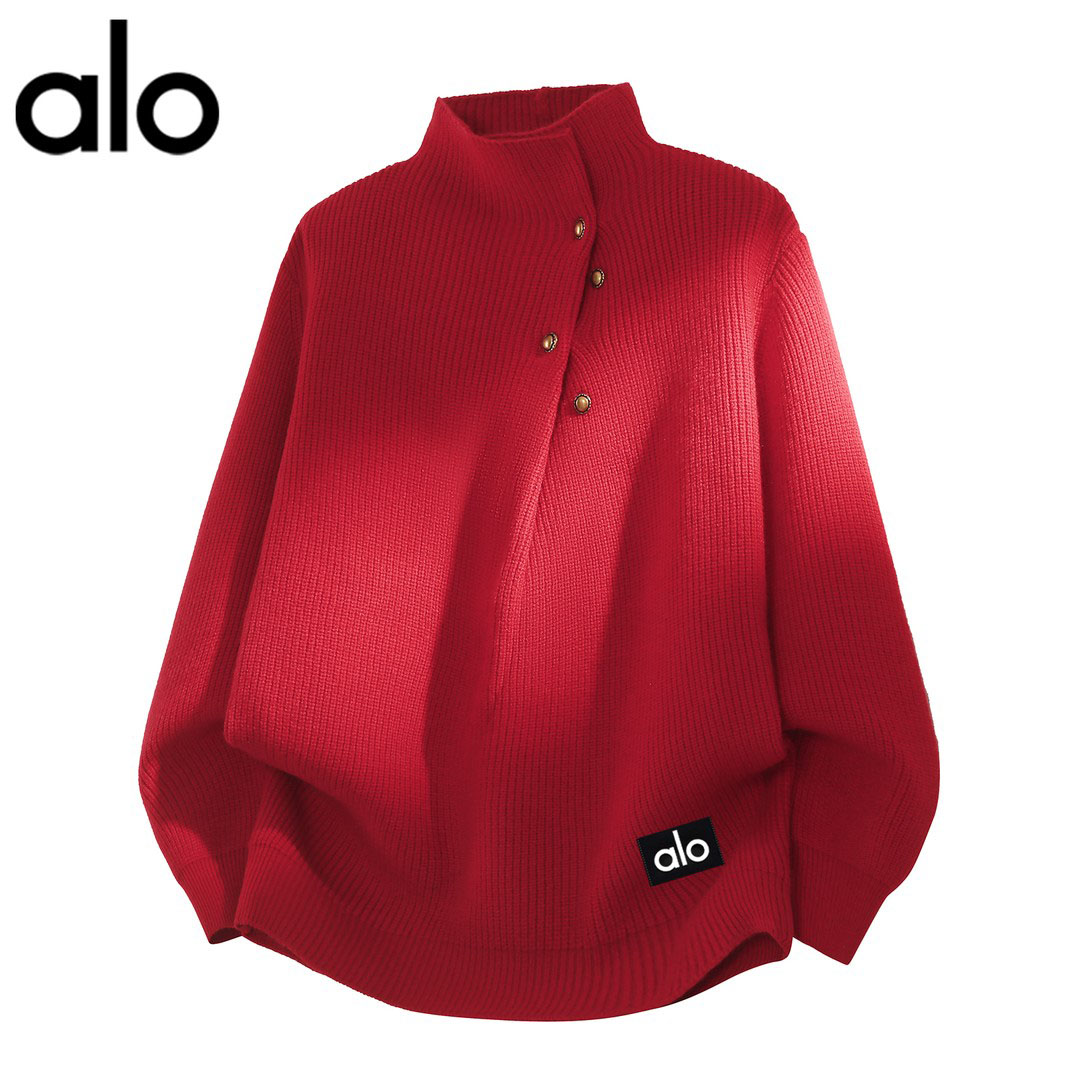 官方奥特莱斯】alo潮牌 秋冬季韩系潮流休闲针织衫情侣半高领毛衣