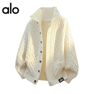 官方奥特莱斯alo潮牌 秋冬季时尚立领毛衣开衫男针织衫宽松外套