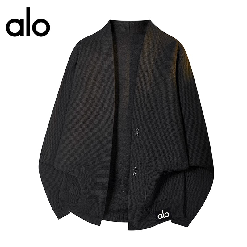 官方奥特莱斯】alo潮牌 美式百搭简约针织衫开杉情侣慵懒风毛衣男