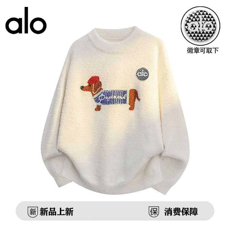 官方奥特莱斯】品牌折扣美式腊肠狗刺绣毛衣男女秋冬休闲百搭织衫
