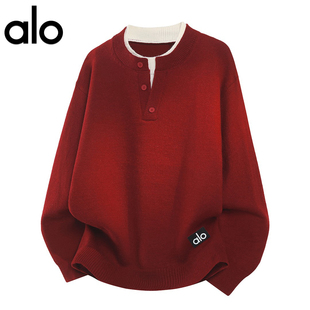 官方奥特莱斯alo潮牌 秋冬季时尚假两件毛衣男款百搭休闲针织衫