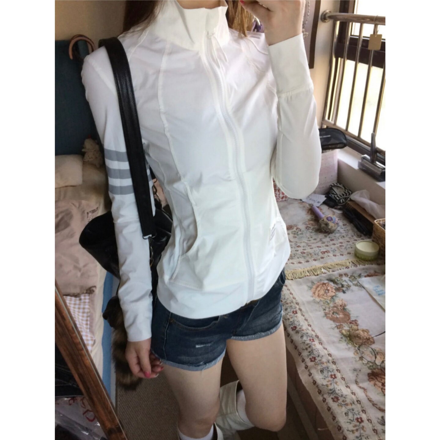 夏季女款立领三条杠凉感防晒衣女