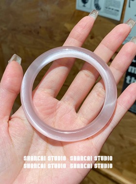 猫眼手镯高冰透荔枝粉冻