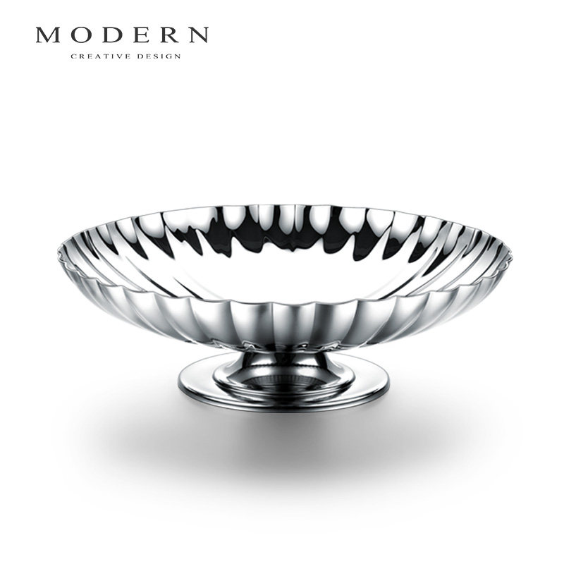 摩登MODERN轻奢北欧水果盘不锈钢大号果兜面包点心盘乔迁礼物