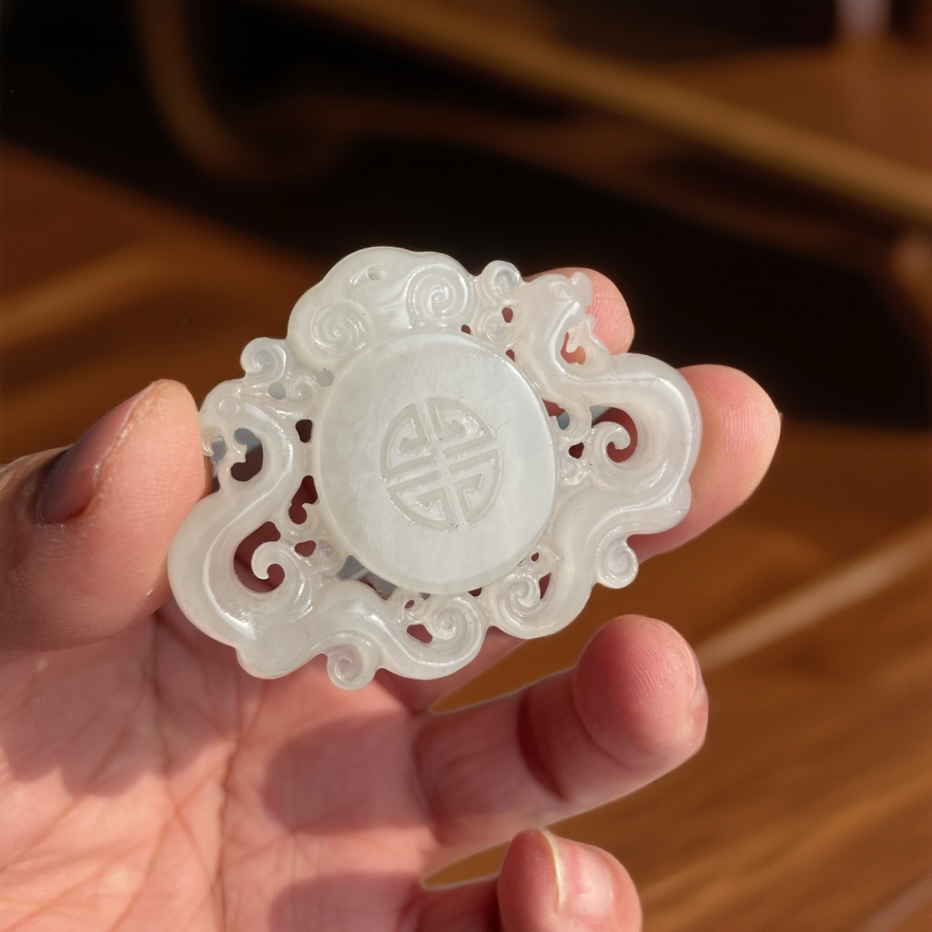 和田玉青海料高冰白玉镂空仿古龙凤呈祥挂件过年结婚送礼时尚大气,珠宝/钻石/翡翠,颈饰,淘宝优惠券,粉丝福利购,淘宝优惠卷