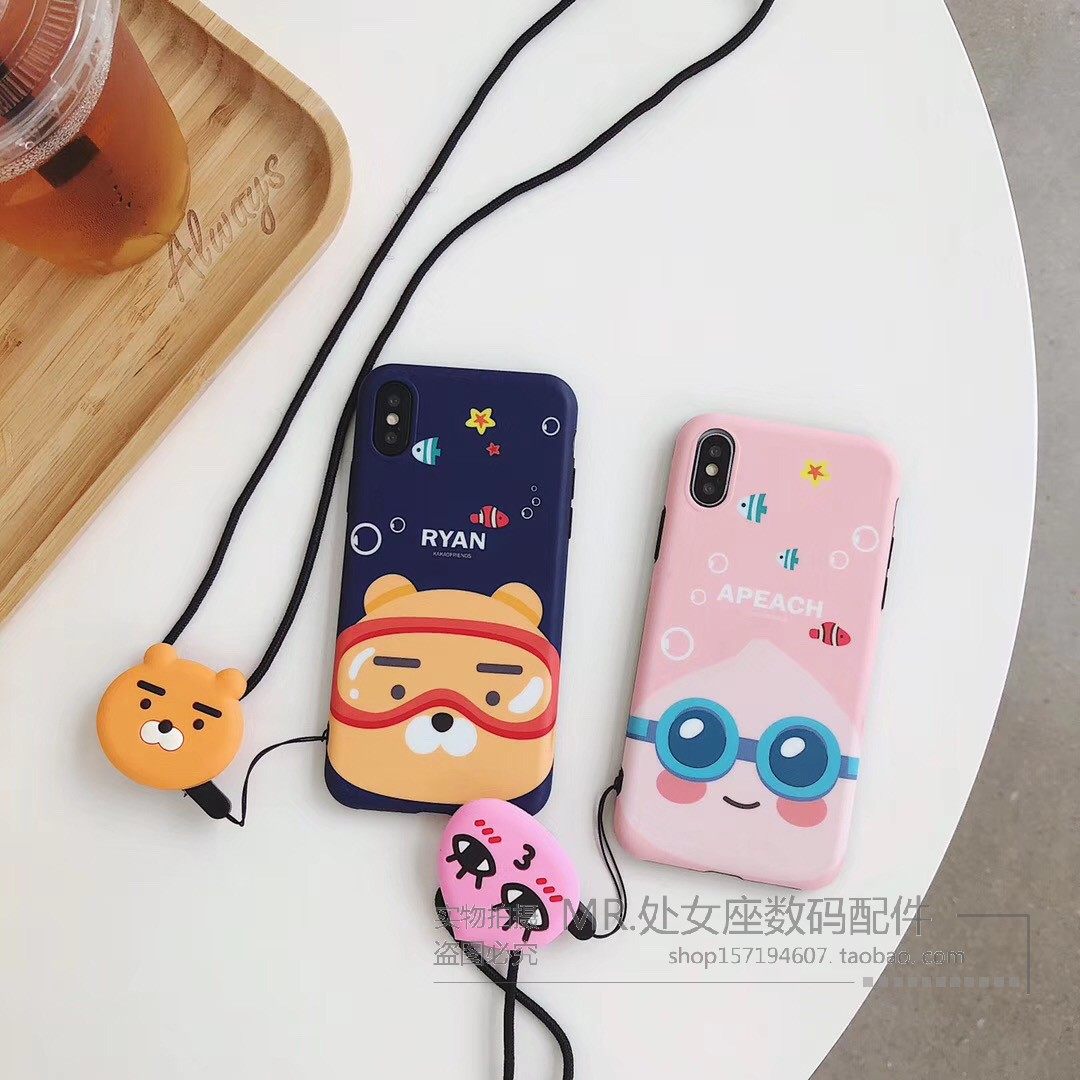 Famous ins Apple Mobile phone shell iPhone7plus Cute cartoon kakao Bear 6s Lanyard 8p Cartoon Soft Shellin the 3C Digital Accessories, Cell Phone Accessories , Phone Protection Case/Shell  category - from Buy2taobao.com to provide professional Taobao agent buy service