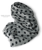 女丝巾披肩度假保暖百搭韩版 波点围巾黑灰色棉麻长款 春夏秋冬季