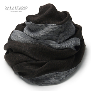 罕见欧单！重磅工艺美拉德色系棕咖藏青色灰色拼接仿羊绒围巾秋冬