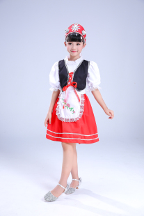 儿童俄罗斯族服装塔塔尔族塔吉克族幼儿民族舞蹈演出服饰女装定做