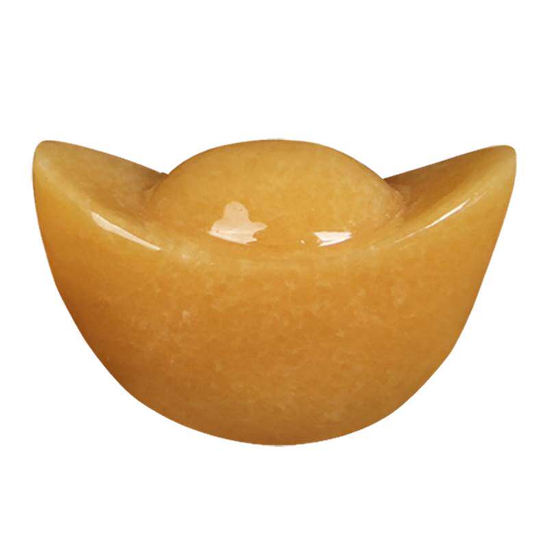 天摆然小厅大号米黄玉元宝玉石中玉雕元宝家居客装饰件品玉器摆件