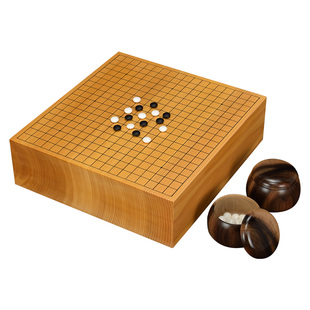 德川迷你香榧木围棋棋盘套装蛤碁石实木围棋罐独木棋盘19路围棋盘