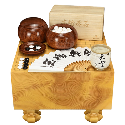 熊须 围棋墩一枚板日本香榧木棋盘厚192mm板目围棋套装XX9680